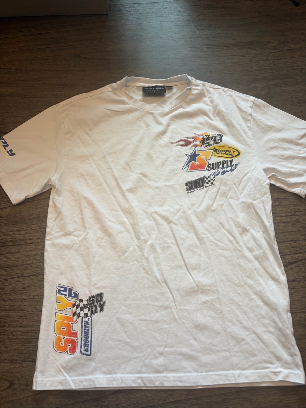 No Boundaries White Short-Sleeve Racing Graphic Tee